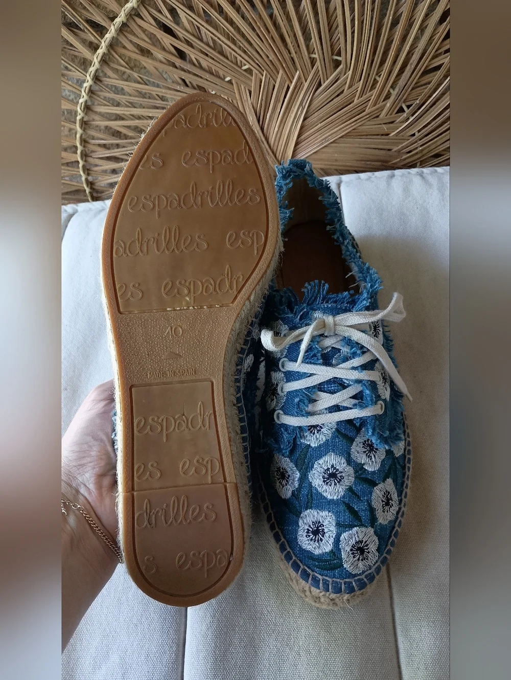 Leoffler Randall Alfie Blue Floral Embroidered Espadrille Sneakers_40